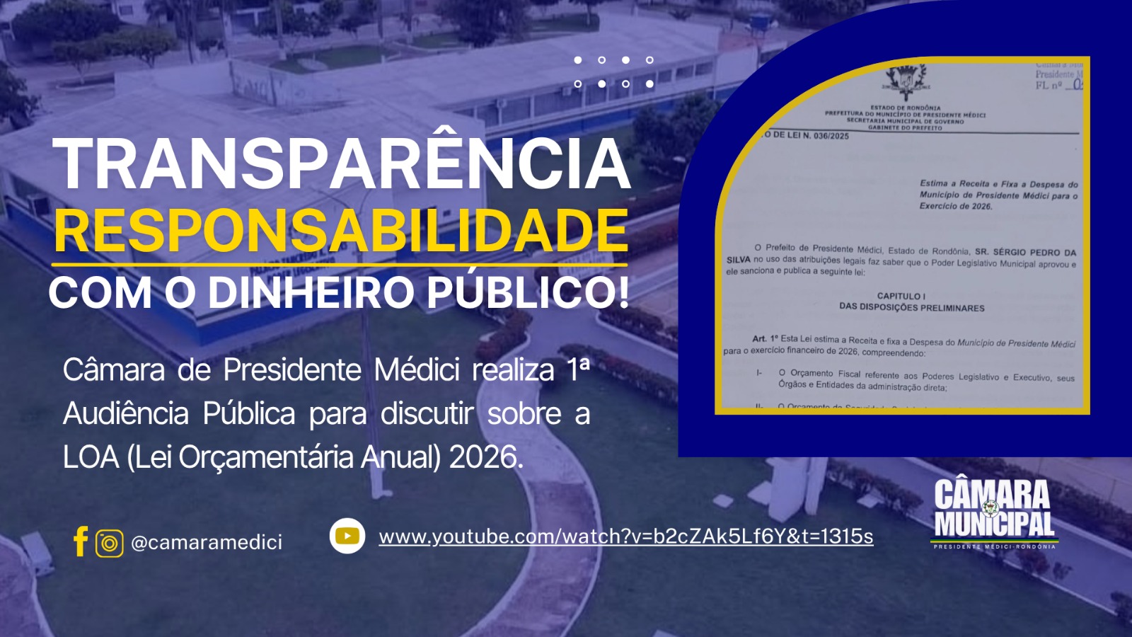 Câmara de Presidente Médici realiza 1ª Audiência Pública sobre a LOA 2026.
